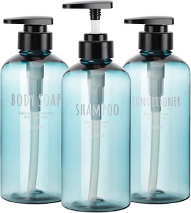 Shampoo Bottles with Pump, 16Oz Empty Refillable Shower Bottle, 3 Pack 500Ml Pla - Picture 1 of 12