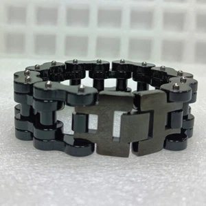 Herren Armbänder komplett schwarz Motorrad Biker Fahrrad Kette Armbänder für Männer/Damen - Bild 1 von 12