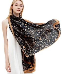 Silk Scarf for Women Long Satin Shawl Wrap Lightweight Printed 70" x 35" - Picture 1 of 5