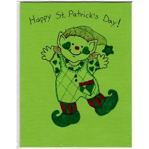 Dancing Leprechaun - B - Handmade Good Greeting Supply Card CLEARANCE - Picture 1 of 4