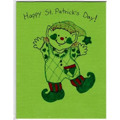 Dancing Leprechaun - B - Handmade Good Greeting Supply Card CLEARANCE - Image 1 of 4