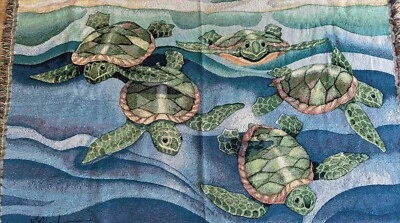 "Manta afgana tapiz tortuga marina 50""x68"" NUEVO Mundo Animal" Foto 1 de 4