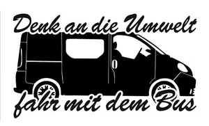 1x Auto Aufkleber 20cm  Denk an die Umwelt fahr mit dem Bus fun Future Sticker - Picture 1 of 2