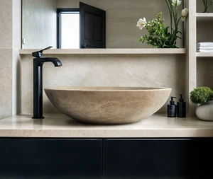 Handcrafted Natural Marble Sink | Luxury Stone Vessel Basin | Unique Bathroom - Picture 1 of 4