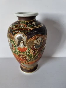 Vintage Hand Painted Japanese Satsuma Style Baluster Vase - 7.5" tall - Picture 1 of 14