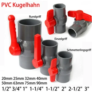 PVC Kugelhahn 1/2" Bis 3" Zoll Innengewinde Muffe Rohr Fitting Absperrhahn Grau - Bild 1 von 26