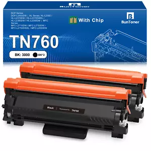 2x TN760 730 Toner Cartridge Replacement for Brother DCP-L2550DW MFC-L2710DW - Picture 1 of 9