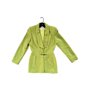 Vintage Thierry Mugler Famous Belted Lime Green Iconic French Blazer Jacket 38