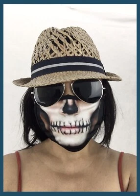 3ea Double Layer Face Mask Reusable Washable Cover Soft Cloth Men Sugar Skull - Image 1 of 4