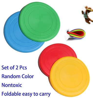 WE PAY YOUR SALES TAX 2 Pcs Flying Disk Rubber Frisbee Dog Toy Throw Fetch Training Plate Nontoxic