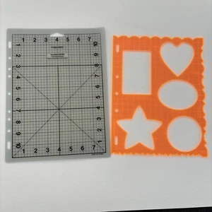 Fiskars Two-Sided Craft Mat & Plastic Stencil Shapes/Edges Paper Craft - Picture 1 of 5