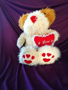 VALENTINE COLLECTIBLE SKM CALIFORNIA PLUSH HAIRY DOG   I LOVE YOU  - Picture 1 of 6