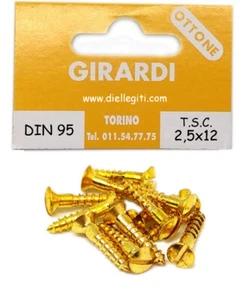 VITE A LEGNO IN OTTONE TESTA SVASATA C/CALOTTA mm2,5x12 - DIN 95 (GOCCIA SEGO) - Foto 1 di 1
