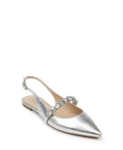 Jewel Badgley Mischka Bambi Pointed Toe Sling Back Sandals, Silver Size 8M - Picture 1 of 5