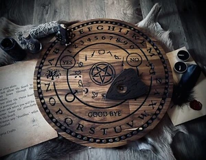 Round Ouija Spirit Board Set - Handmade Hardwood - Picture 1 of 3