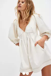 $148 NWT Free People Regret Me Denim Twill Playsuit Romper One-Piece ~ 4 - Picture 1 of 11