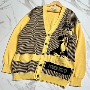 Iceberg Sylvester Cat Embroidered Cardigan Made in Italy 90s VTG Men size M - Picture 1 of 10