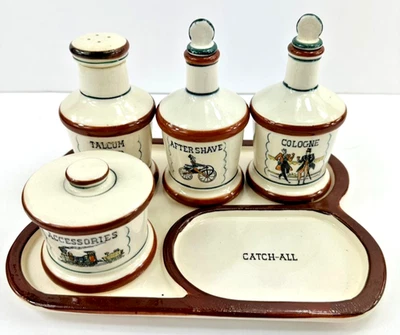 Juego de tocador de afeitar vintage para hombre Japón Catch All bandeja después del afeitado talco colonia Foto 1 de 4