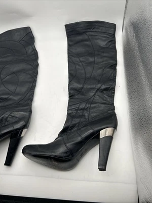 Botas Aldo para mujer EE. UU. 8,5 (41) de cuero negro con tacón sobre la rodilla Foto 1 de 4