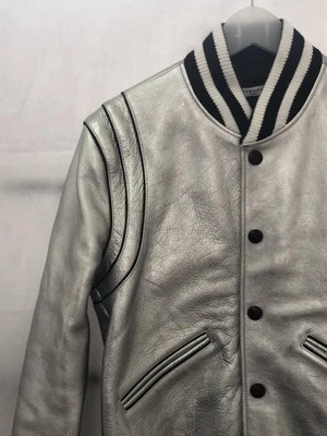 GIVENCHY Leather stadium jacket silver C3440 - Image 1 of 4