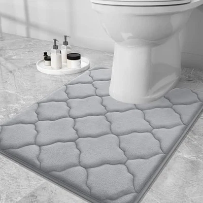  Memory Foam Toilet Rugs U-Shaped 24x20, Ultra Soft 24" x 20" Contour Rug Grey - Image 1 of 4