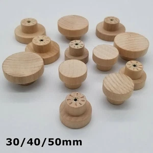 4/8/12Pcs Wooden Knob W/ Screws Wood Drawer Cabinet Door Pull Knobs 30/40/50mm - Picture 1 of 10