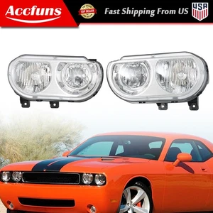 Headlight Replacement For Dodge Challenger 2008-2014 LH+RH Clear Lens Halogen - Picture 1 of 10