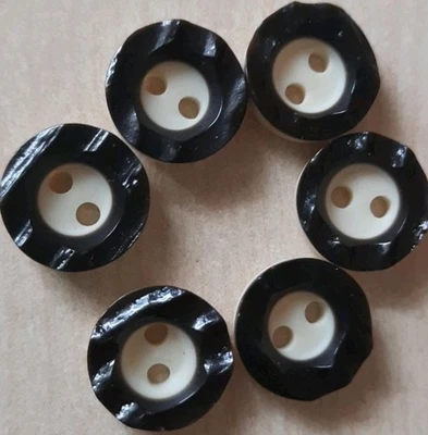 6 Trachtenknöpfe, Kunststoff, 2 - Loch in HIRSCHHORNOPTIK 12 mm DUNKELBRAUN - Bild 1 von 3