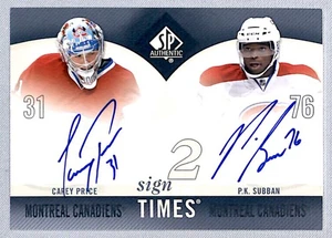 Carey Price/P.K. Subban 2010-11 SP Authentic Sign of the Times Duals Auto - Picture 1 of 2