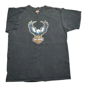 Vintage Harley Davison Hemd Herren Large schwarz 90s Eagle Flying Logo - Bild 1 von 7
