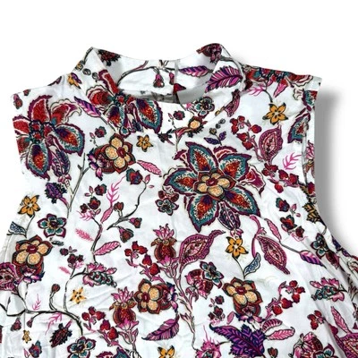 J. Jill 全新带标签女式上衣多色花卉印花无袖衬衫加大码 XS P — 第 1/4 张图片