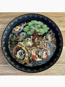 PALEKH 1989 UDSSR/SOWJETUNION HANDBEMALTE LACKPLATTE "ON SEASHORE FAR" SELTEN - Bild 1 von 3