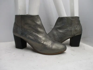 Miss Albright Pewter Silver Leather Zip Ankle Boots Womens Size 6.5 M - Picture 1 of 8