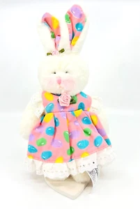 NEW Berkeley Designs 1998 Easter Bunny Rabbit Pink Dress Vintage Plush on Stand - Picture 1 of 5