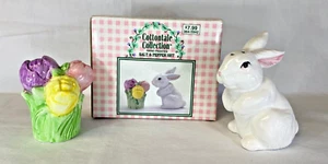Vintage 1997 Ostern Salz & Pfefferstreuer Hase Blumen Cottontale Collection - Bild 1 von 11