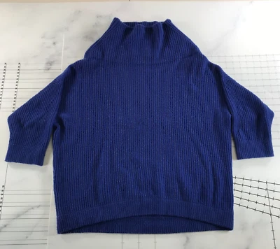 Suéter Otoño Cachemira Mujer Grande Azul Real Manga Larga Acanalado Tejido Capucha Cuello Foto 1 de 4