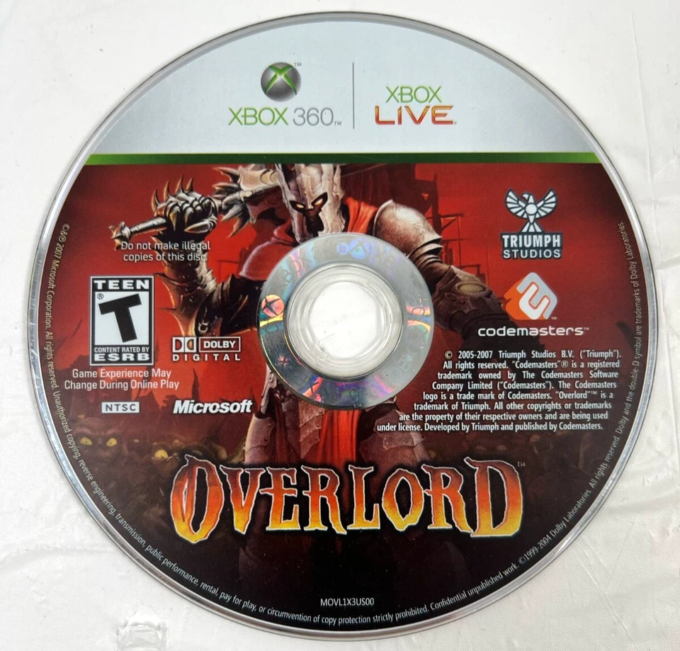 Overlord (Microsoft Xbox 360, 2007) DISC ONLY - Image 1 of 1