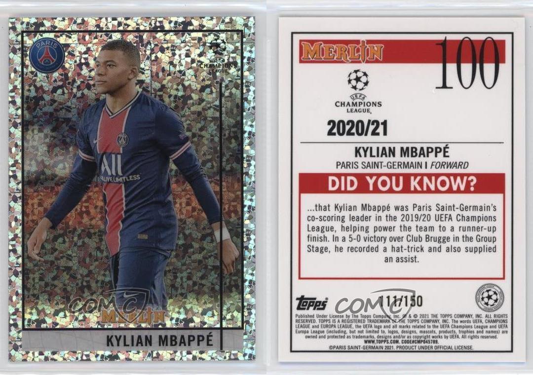 2020-21 Topps Merlin Collection Chrome UCL Speckle Refractor /150 Kylian Mbappe