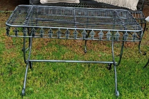 FRENCH DESIGN garden coffee table antique black outdoor wrought iron quality new - Picture 1 of 4