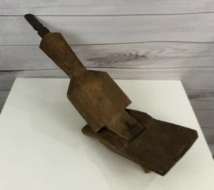 African Folding Wooden Coconut Husker with Serrated Blade; Tanzania, Art Piece - Picture 1 of 8