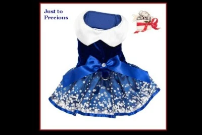 NWT Doggie Design Special Holiday Blue White Snowflake Harness Dress XS S M L - Image 1 of 4