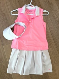 Tommy Bahama Active 10/12 Pink Sleeveless Polo Shirt & White Pleated Tennis Skir - Picture 1 of 4