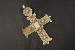 Alter großer rarer Silberanhänger Kreuz Äthiopien GR02 Old Ethiopian Cross - Picture 1 of 12