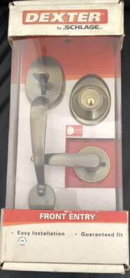 DEXTER bySCHLAGE Juego de manijas de entrada de latón macizo cerrojo con llave GRADO 3 seguridad Foto 1 de 2