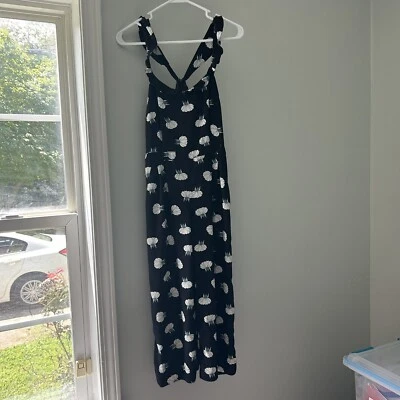 Mono Ann Taylor Loft Negro Blanco Azul Floral Mameluco Pierna Ancha Talla 00 Pequeño Foto 1 de 4