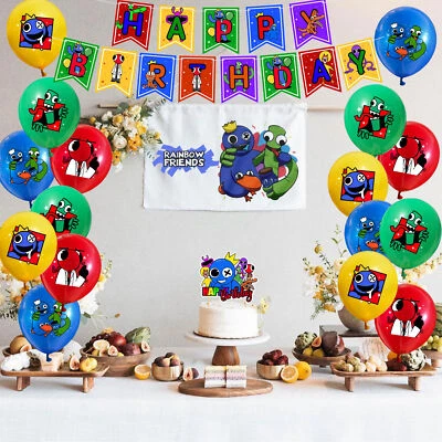2023 Rainbow Friends Happy Birthday Banner Balloons Party Set Decor Cake Topper - image 1 of 4