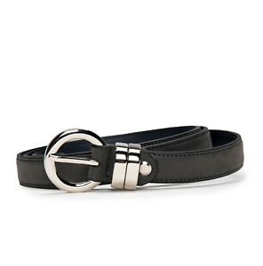 Modern elegant full grain belt on vegan leather with round buckle single square