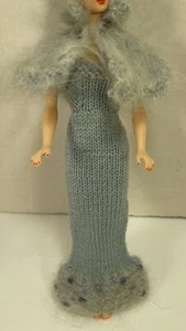 Exquisite Barbie Vintage /Two Piece Gown/ Blue- knit fur cape Doll not included - Picture 1 of 13