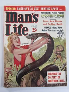 Man's Life Magazin, November 1959 sehr guter Zustand Writhing Hell Snake Attack Cover - Bild 1 von 6