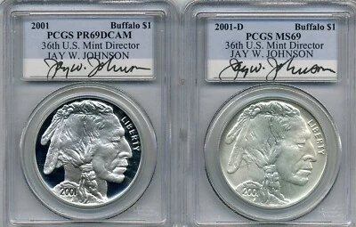 PR and MS - 2001 Buffalo US Commemorative Dollars ($1) - Signed Jay W. Johnson - Image 1 of 4